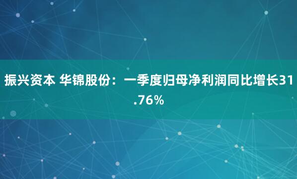振兴资本 华锦股份：一季度归母净利润同比增长31.76%