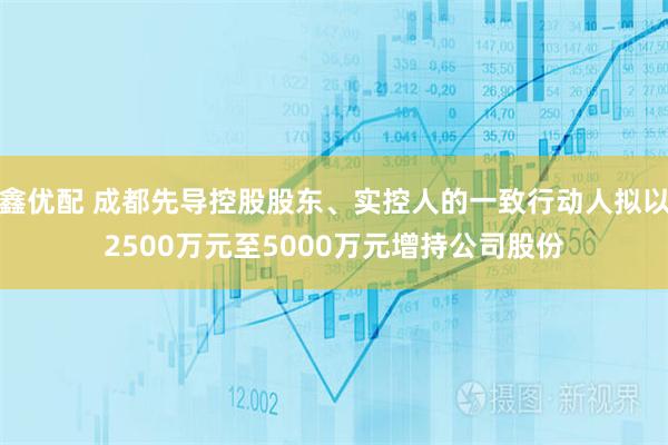 鑫优配 成都先导控股股东、实控人的一致行动人拟以2500万元至5000万元增持公司股份