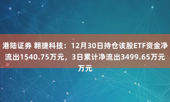 港陆证券 翱捷科技：12月30日持仓该股ETF资金净流出1540.75万元，3日累计净流出3499.65万元